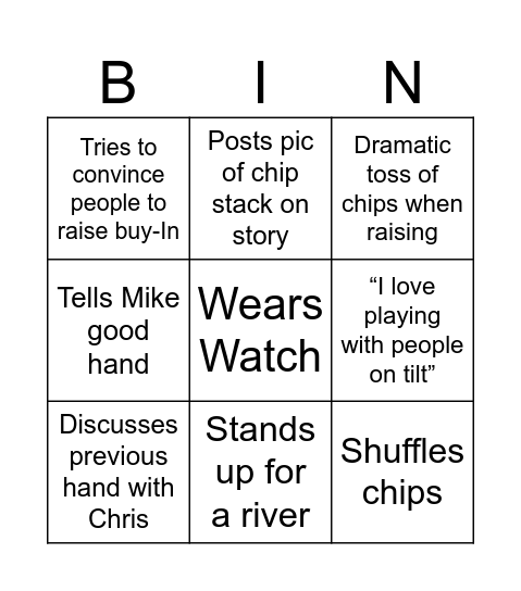 Owen Poker Bingo Card