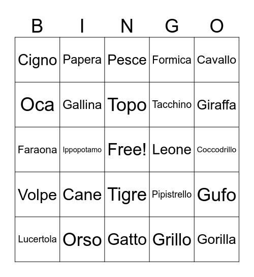 I MAGICI Bingo Card