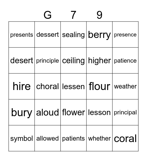 Gold 79 Bingo Card