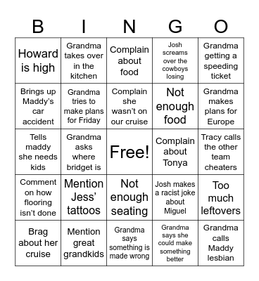 Thanksgiving Bingo Card