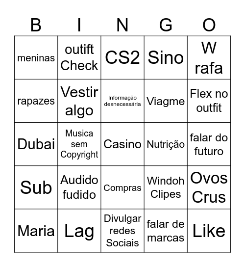 Windoh Bingo Card
