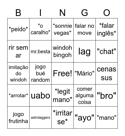 wuant bingo Card