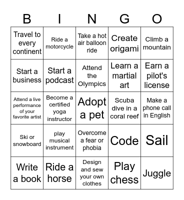 Be able to Bingo Card