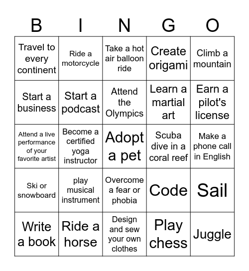 Be able to Bingo Card