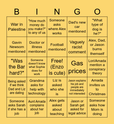 Thanksgiving 2023 Bingo Card