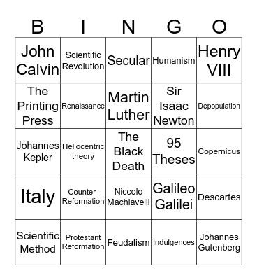 9th Grade Global Bingo Card