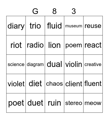 Gold 83 Bingo Card