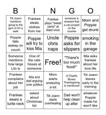 THANKSGIVING Bingo Card