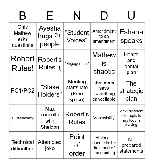 AMS Bingo Card