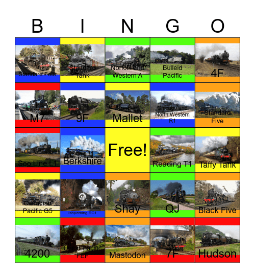 Steam Trains: A Modern View of Yesterday's Railroads Bingo Card