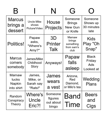 Ruff Thanksgiving 2023 Bingo Card