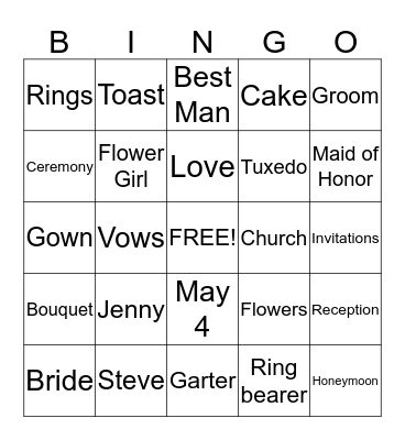 WEDDING BINGO Card