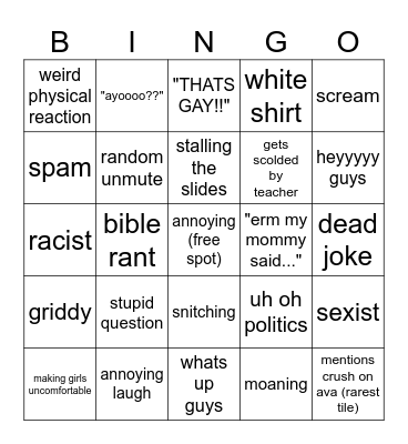 noel bingo Card
