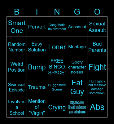 Anime Bingo Card