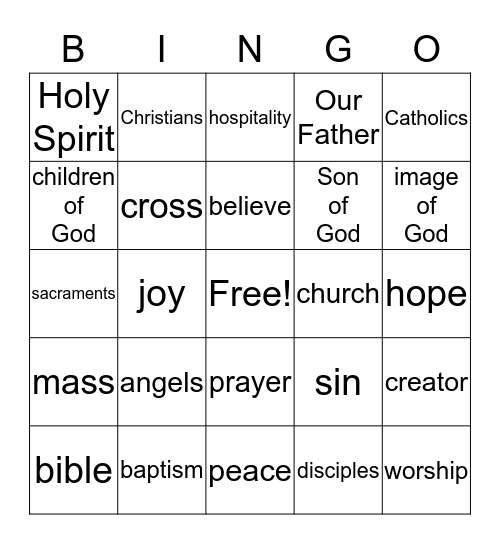 Vocab Bingo Card