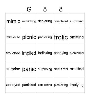 Gold 88 Bingo Card