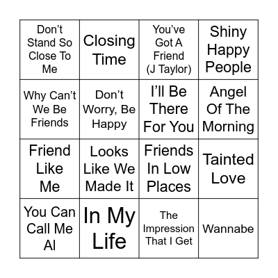 Friends Speed 112223 Bingo Card