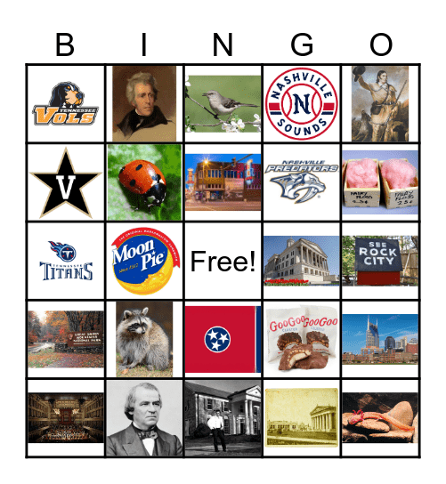 Tennessee Bingo Card