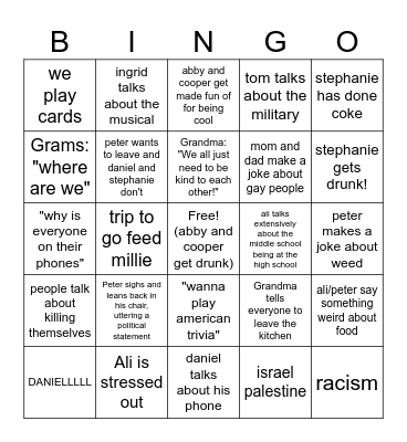 ThanksLIVING Bingo Card