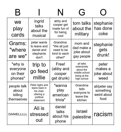 ThanksLIVING Bingo Card