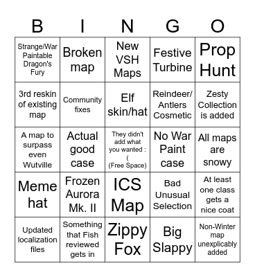 TF2 Smissmas 2023 Bingo Card