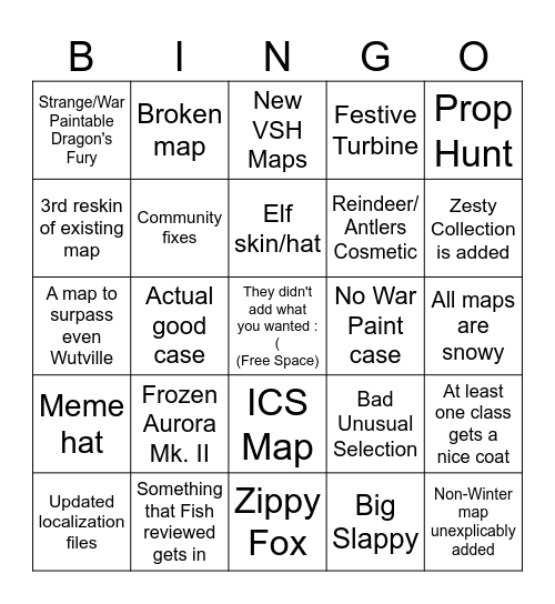 TF2 Smissmas 2023 Bingo Card