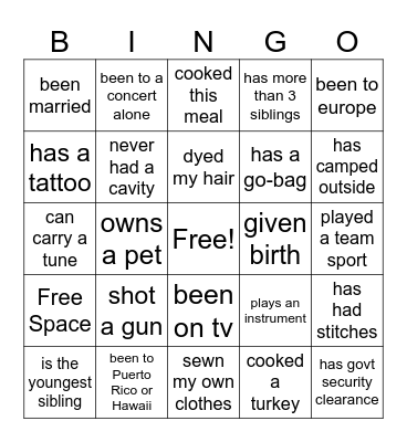 THANKSGIVING Bingo Card
