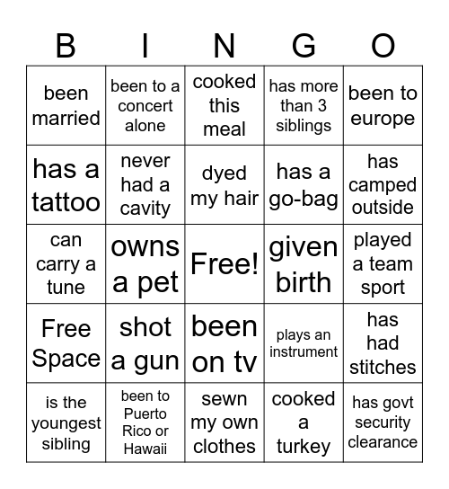 THANKSGIVING Bingo Card