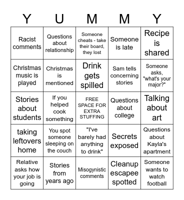 Thanksgiving 2023 Bingo Card