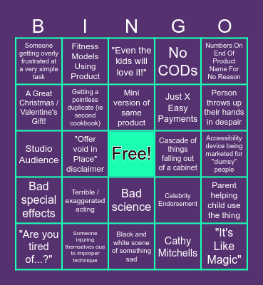 Infomercial Bingo Card