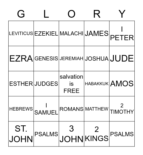 BOOKS OF THE BIBLE Bingo Card