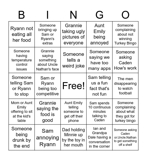 Thanksgiving Bingo Card