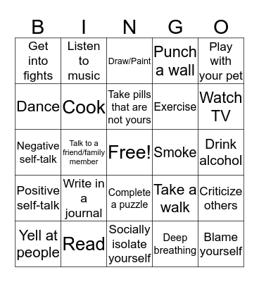 Coping Skills! Bingo Card