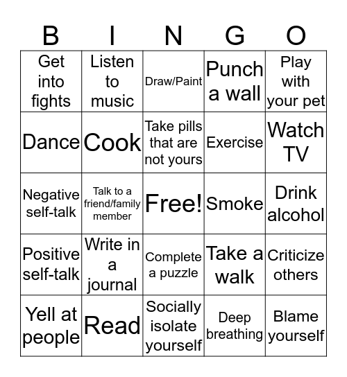 Coping Skills! Bingo Card