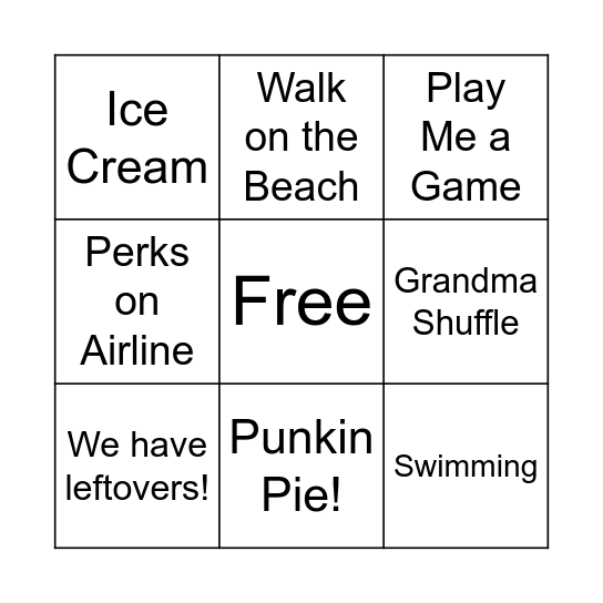 Grandma Bingo Card