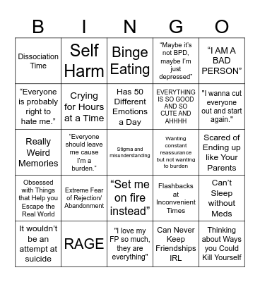 BPD BINGO Card