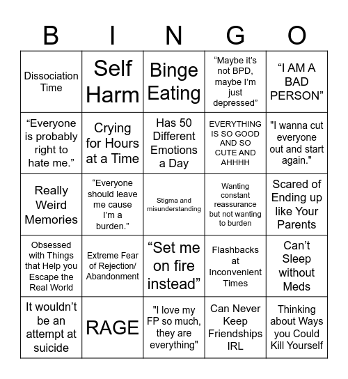 BPD BINGO Card