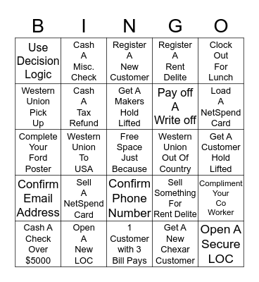 Advance Financial Bingo  Bingo Card