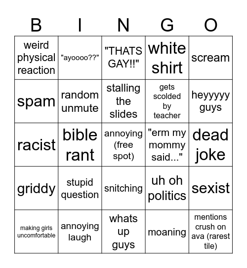 noel bingo Card