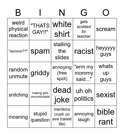 noel bingo Card