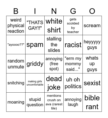 noel bingo Card