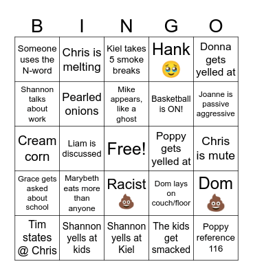 Family Bingo Card