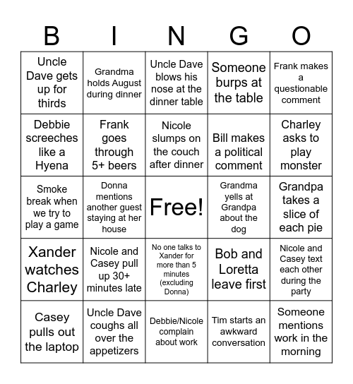 Family BINGO Card