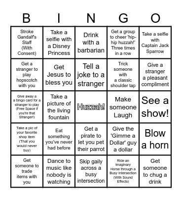 Pantry Raiders Faire Bingo Card