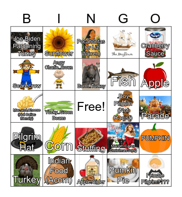 (Controversial) Thanksgiving Bingo Card