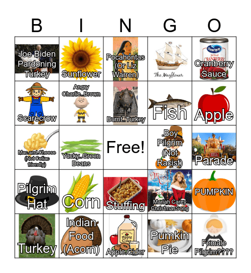 (Controversial) Thanksgiving Bingo Card