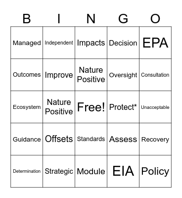 EPBC Bingo Card