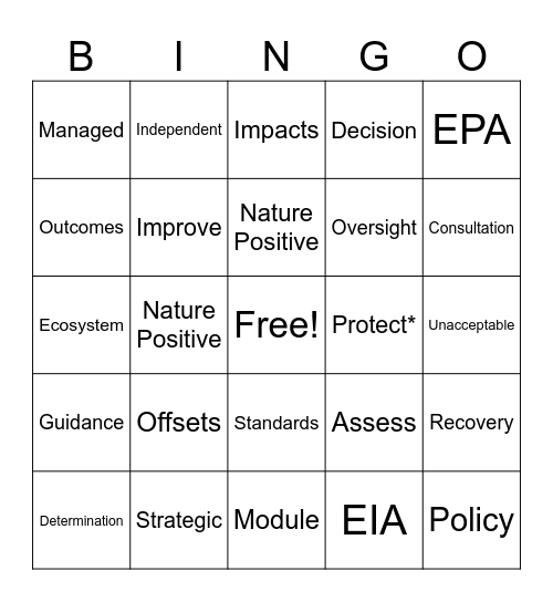 EPBC Bingo Card