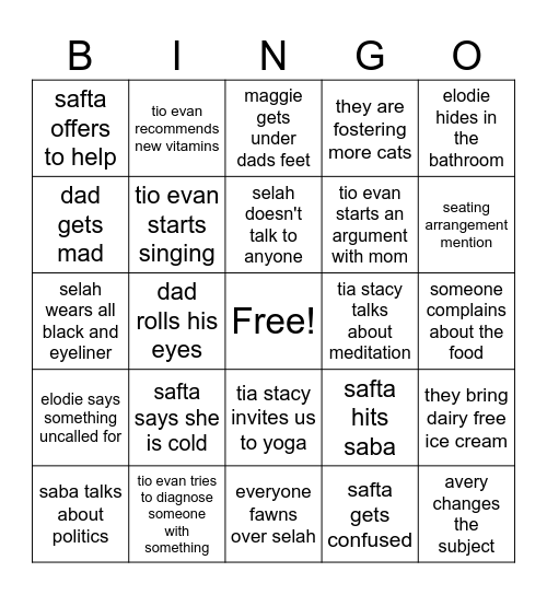 a hirsch/bielski thanksgiving Bingo Card