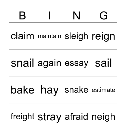 long ay sound Bingo Card